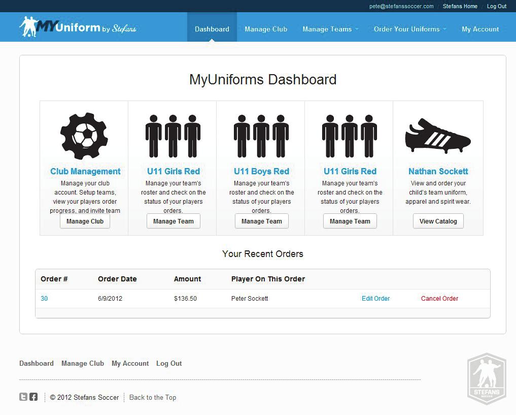 Once you Sign In you will see your MyUniform user dashboard. Dashboard The main dashboard screen will change based on what has been assigned to your account.