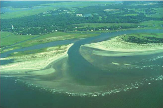 4 AMERICAN PETROLEUM INSTITUTE How to Recognize the Components of a Tidal Inlet: Ebb Delta The Ebb Delta Is a shoal built seaward by sand deposition as ebbing tidal waters slow and expand after