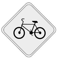 BIKE CROSSING This yellow warning sign alerts motor vehicles and