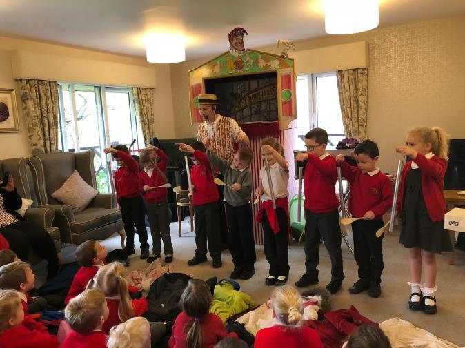 Lambourn Primary School to watch the Punch and Judy puppet