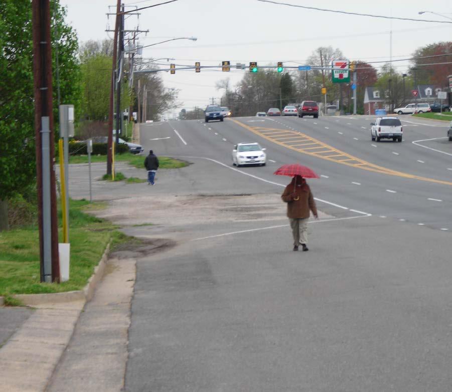One quarter of walking trips take on place on roads without sidewalks or