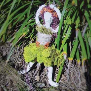 My dancer wears moss, leaves and other natural items, standing in a dance pose celebrating her culture and all that surrounds her. The two are one.