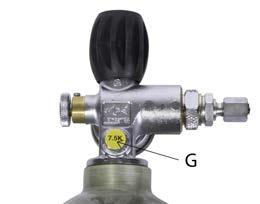 (A) Hand Wheel (B) Valve Body (C) Bleed Screw (D) Gauge (E) Connector (F) High Pressure Hose w/ Female Quick Disconnect Fitting (G) Safety Relief Valve (H) Valve O-Ring (I) Tank 4.