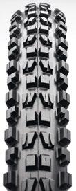 The center tread, while ideal for braking and accelerating traction, also features ramped knobs to minimize rolling resistance.