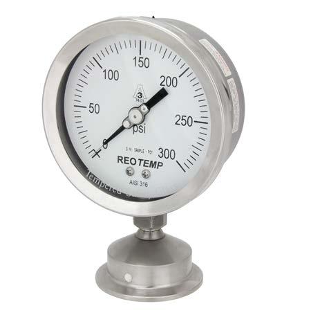 Series SG SANITARY PRESSURE GAUGE PRESSURE GAUGES REOTEMP SG sanitary gauges are specially designed to meet the demanding safety requirements of the food, dairy, beverage, pharmaceutical, and biotech