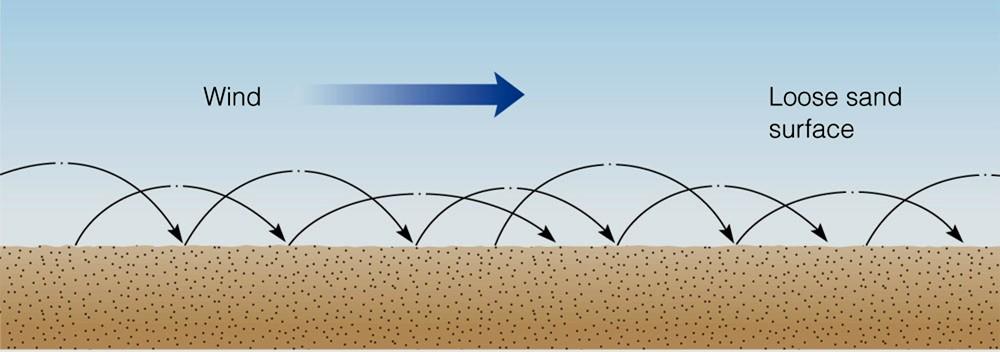 Sediment Transport by Wind Bed load is the material that is too large or heavy to be carried in