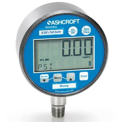 Ashcroft Digital Gage Calibration (the Ashcroft Gage is found on all HPIC-10000-D Hydrostatic Test Units) 1. Press the MENU key on the keypad. 2.