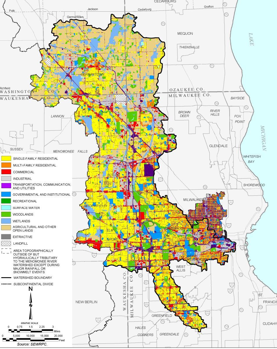 Menomonee River Watershed Current Land Use: agriculture in N.