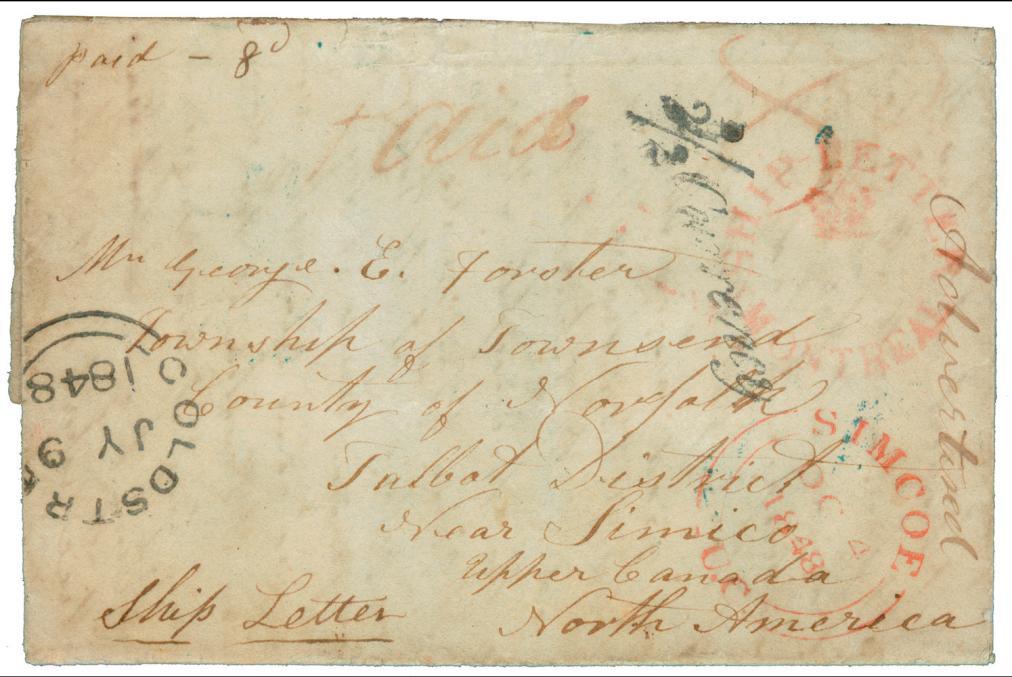 GREAT BRITAIN to CANADA 1828 and 1848 1828 Scotland