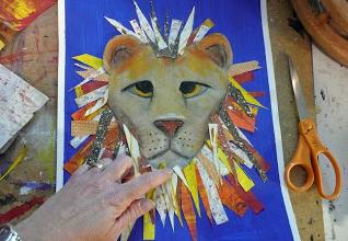 Step 5: Use pastels to bring your lion to life.