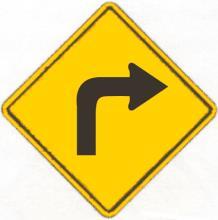 7.7 Curve Warning Signs Curve warning signs are placed in advance of a horizontal curve in a roadway and are intended to warn drivers of the forthcoming roadway geometry.