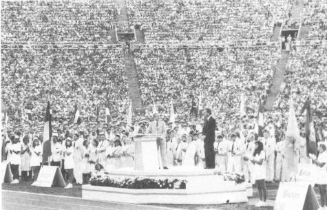 Games of the XXlllrd Olympiad The Opening Ceremony During the Opening Ceremony at the Los carry the flame on the longest route in the Angeles Memorial Coliseum on 28th July history of the Olympics.