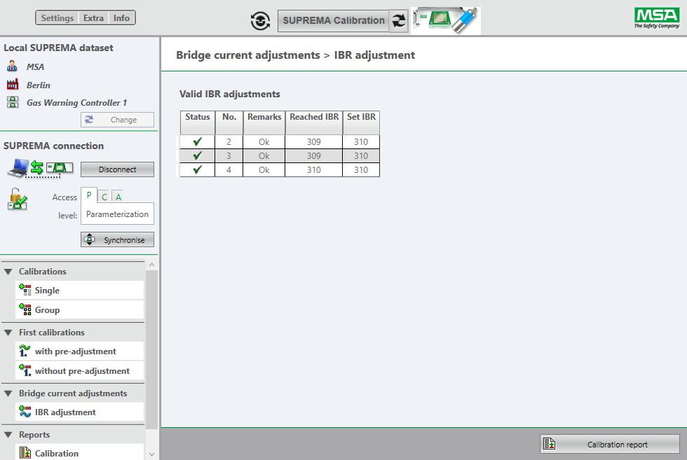Calibration (4) Start the adjustment with OK. The Progress field shows the progress of the adjustment: Starting.