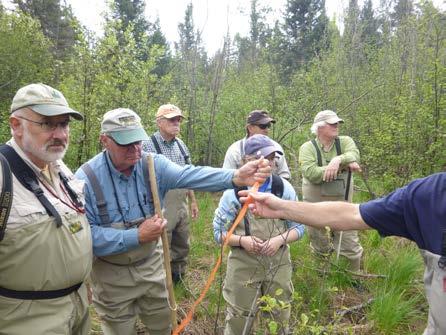Aaron Snell of Streamside Ecological Services teaching volunteers how to install and monitor scour chains and perform crosssections In addition to the instream habitat work being completed on the