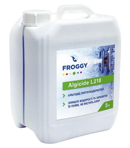 Аlgicide L210 Аlgicide against algae: Removes and prevents algae formation Does not contain chlorine Does not foam Allows to keep pool water clean from algae at low concentration of free chlorine