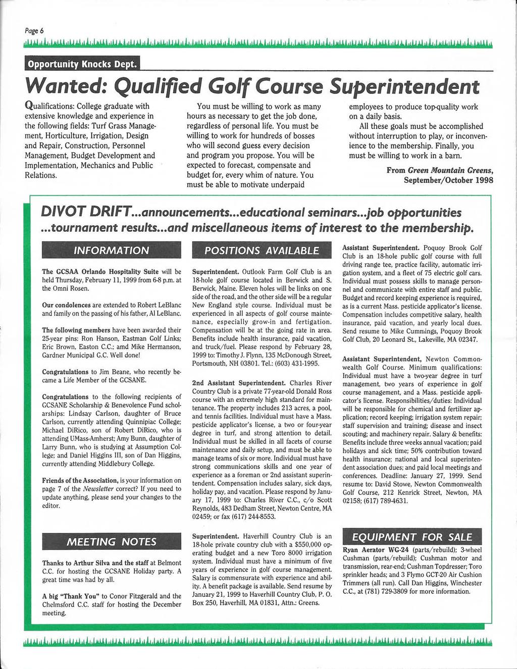 1 Page 6 Opportunity Knocks Dept.