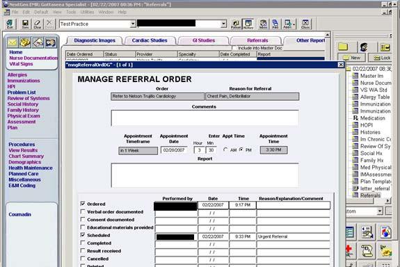 Scheduled checkbox and entering the date of the appointment in the Appointment Date field above the Report section.