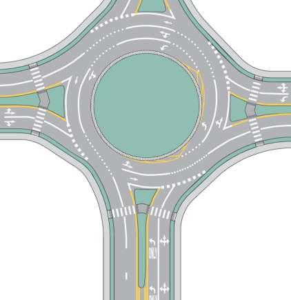 Pavement Markings and Signs Markings and signs are integral to roundabout design and should facilitate through and turning movements