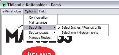 Selecting Units SOFTWARE USER INTERFACE Set Units provides English or Metric options.