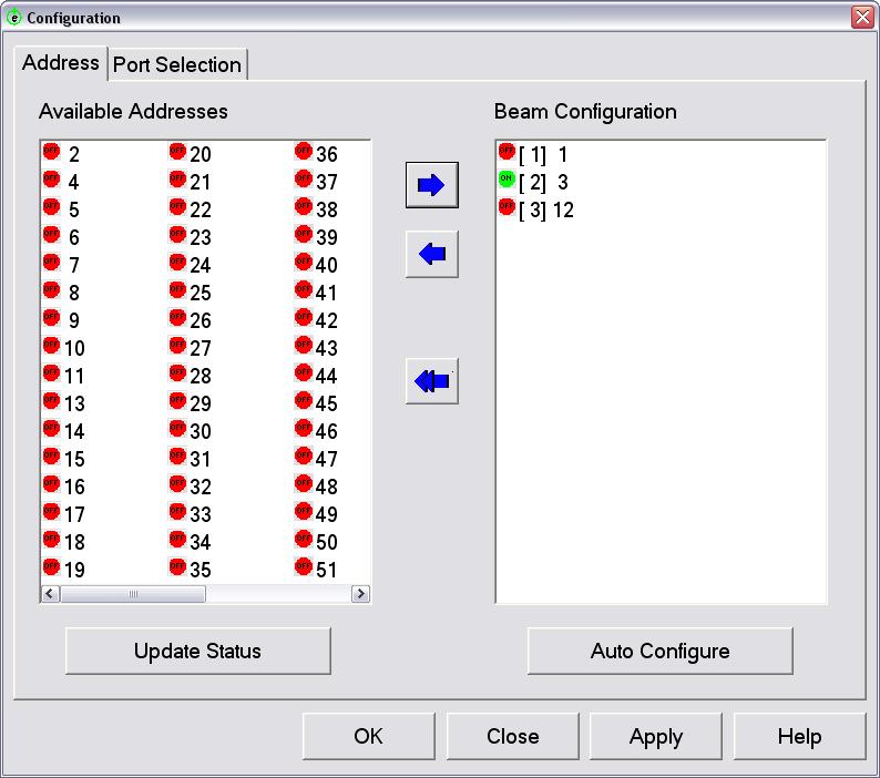 Configuration Address Tab SOFTWARE USER INTERFACE For use by System Administrator when adding, removing or replacing a knifeholder.