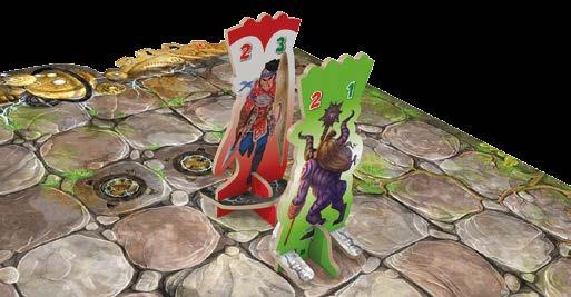 Gabriel s Minotaur (green) is in front of Soan s Mercenary (red). Gabriel decides to attack. He rolls his Fight die and gets a 1.