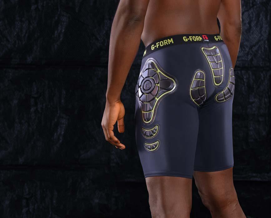 THE PRO-G SKI AND SNOWBOARD COMPRESSION SHORTS OFFER PROTECTION EXACTLY WHERE YOU NEED IT.