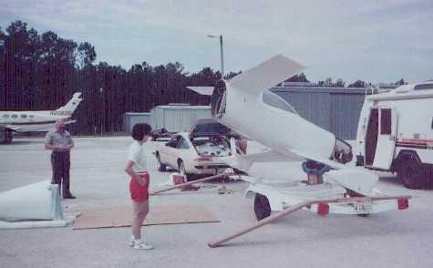 We tailored the airplane up to Brooksville Airport. 7000'x200' wide runways, very low traffic. That s my wife Liz staring at the airplane and Bill Buston on the left.