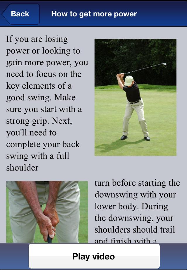 the color-coded downswing whiteto-yellow-to-red-to-black to observe club head acceleration or power