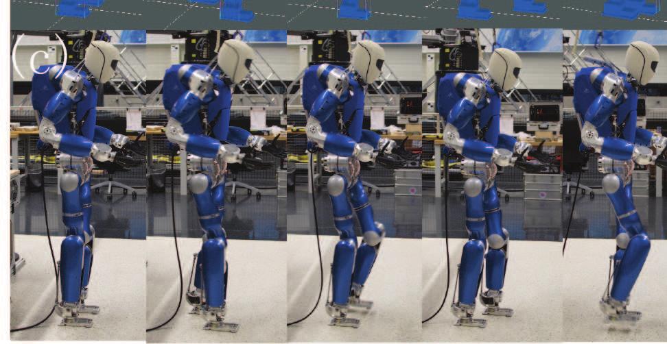 The green line shows the knee joint trajectory of controlling the robot to follow the recognized walking pattern using conventional ZMP-based controller, in which the COM height is fixed to be.