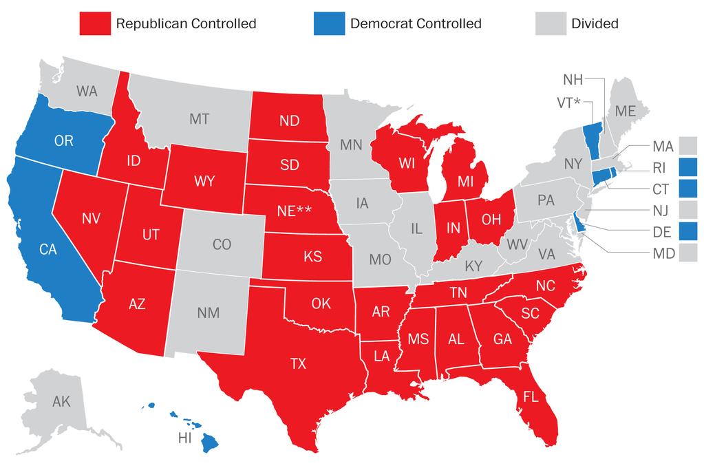 State of the States 24 under total Republican control 7