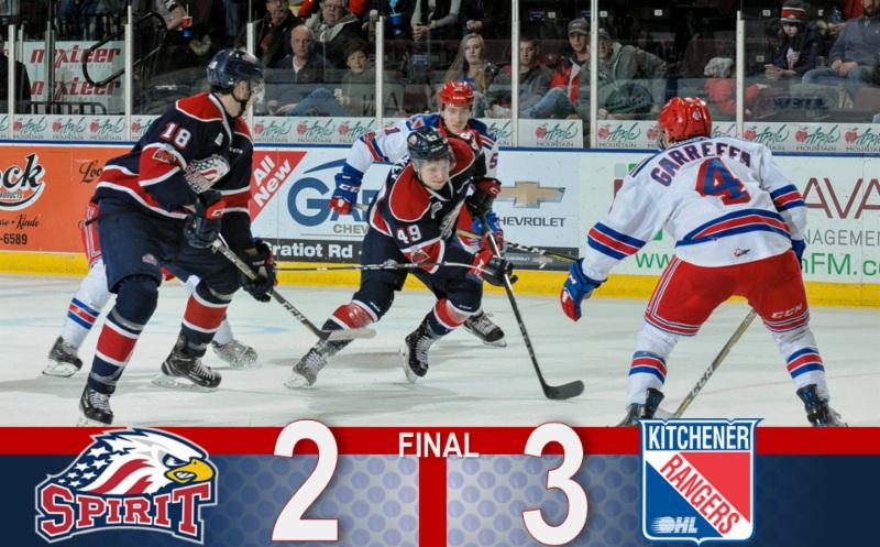 for the duration of the frame. In the second period, Kitchener responded with two rapid goals from Austin McEneny and Adam Mascherin respectively, totaling just 64 seconds between the two scores.