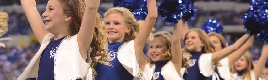 Junior C olts Cheerleading Program The Junior Colts Cheerleading program is designed to promote positive self-esteem, respect, dedication and discipline among young women ages 6 to 14.
