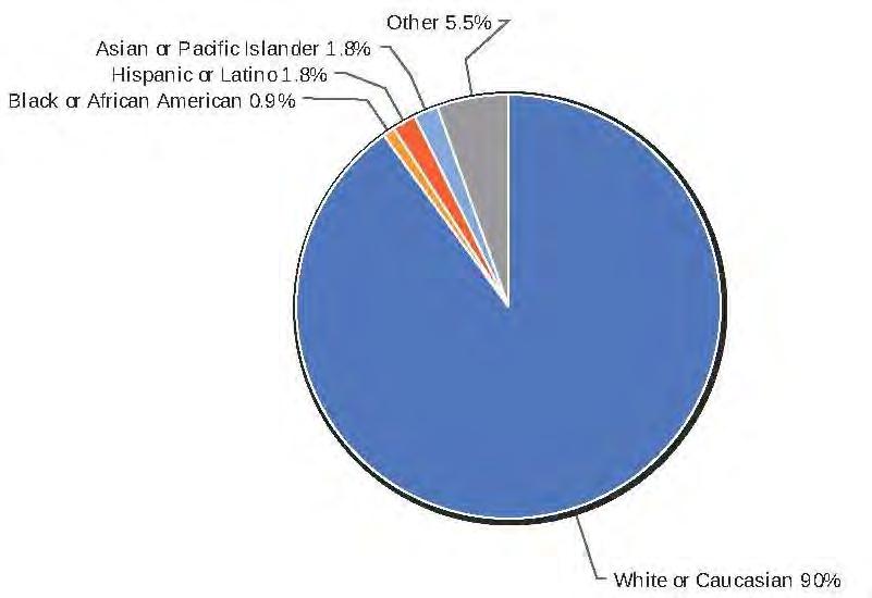 9% Asian or Pacific Islander 24 3.4% Native American Indian 2 0.