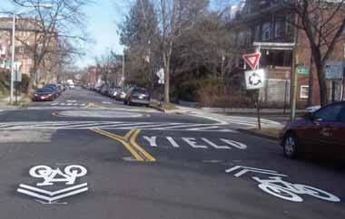 Sharrows might be appropriate for Main Street if there is not sufficient width for bicycle lanes.