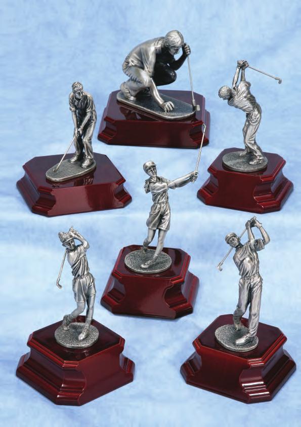 Finely Detailed Pewter Golfing Figures Heights given are for figures only.