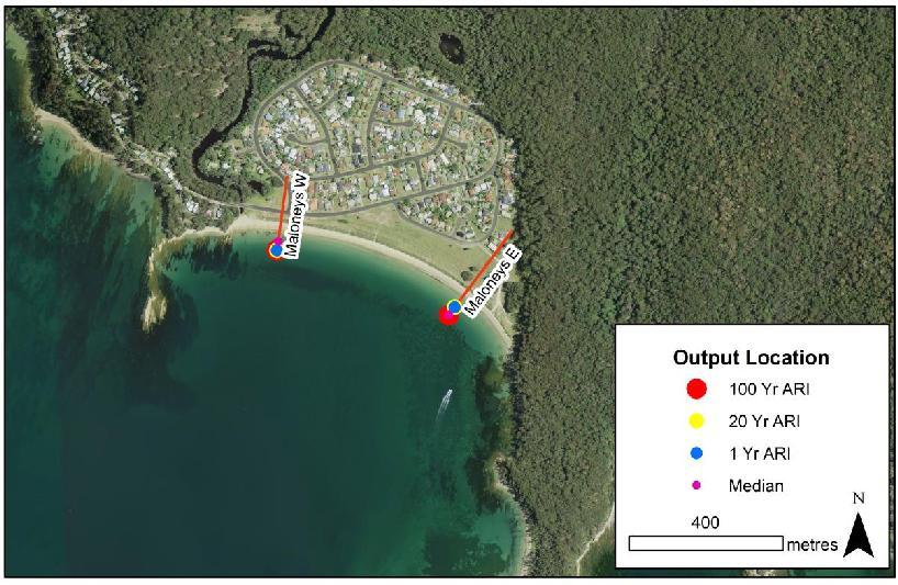 Output Locations: Maloneys Beach WRL
