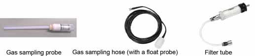Attach the gas sampling probe to the end of the sampling hose. Connect the sampling hose to GAS IN until it clicks into place.