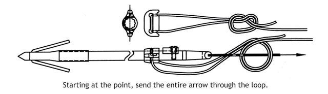4. If an existing 1/8 hole is in line with the bowstring and nock, use it. If no hole is present, use a drill press and drill a 1/8 hole at least 1 from the end of the shaft and 1 from other holes. 5.