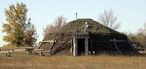 Earth Lodge As shown in the image above, the earth lodge of the Northern Plain Indians was a circular, dome-shaped house, usually made of posts and beams that were covered with branches, grass, and