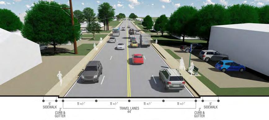 Preferred Scenarios East Segment Three preferred roadway scenarios were developed from the initial recommendations.