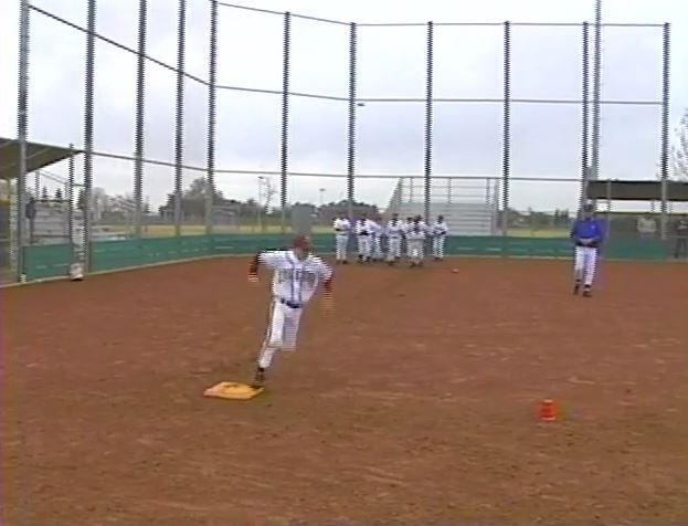 Turning for the Double Drill 7 Line up your players behind home plate. Place a cone about half of the way between first and second.