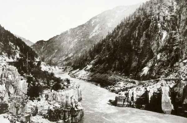 Fraser River at Hell's Gate, 1897, looking