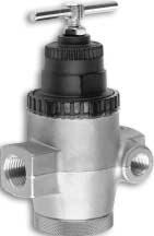 Air line equipment R3 Water Pressure Regulator 1/", 3/" and 1/" Port Sizes on-relieving models Brass body, corrosion resistant construction Balanced valve minimizes effects of inlet pressure