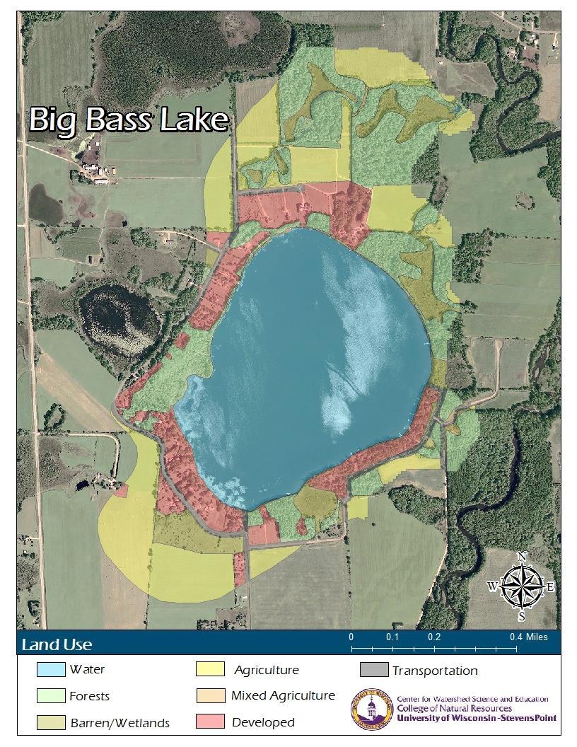 Big Bass Lake Surface Watershed Surface Watershed: The area where water runs off the surface of the land and drains toward the lake.