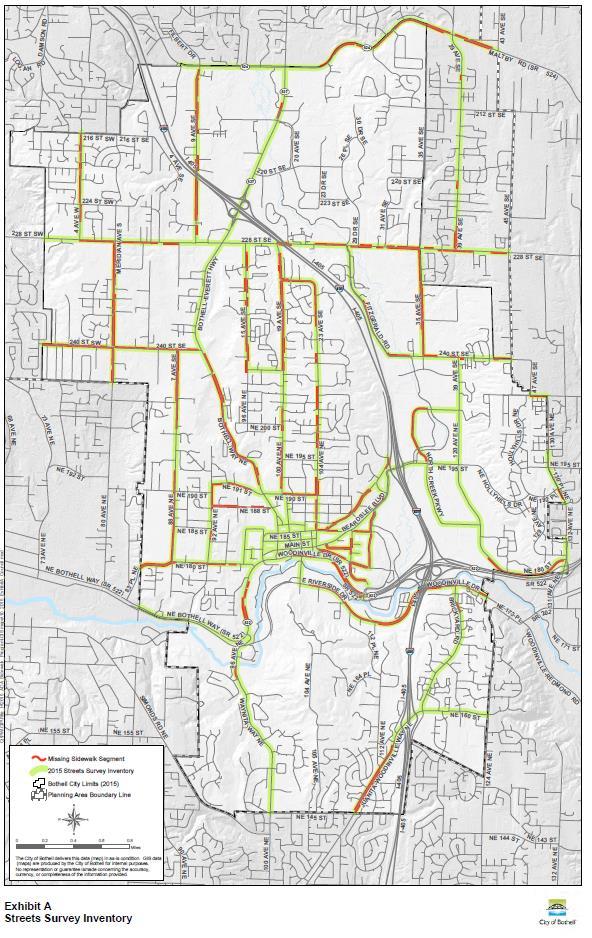 Sidewalk Inventory Surveyed ± 14.1 miles of streets within Downtown subarea. Surveyed ± 68.