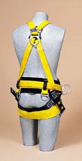 Harness Fitting Chest strap tightened at mid chest D ring between shoulder