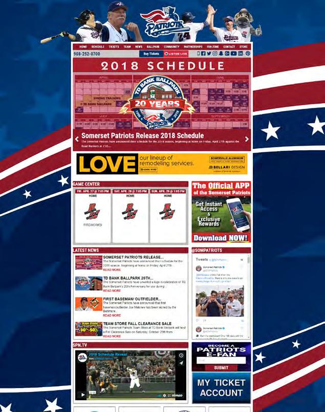 .. $4,000 Page Banner...940 pixels x 116 pixels... $2,000 Page Banner Home Page Banner E-Mail Marketing The Somerset Patriots keep in constant communication with our fanbase through E-Mail Marketing.