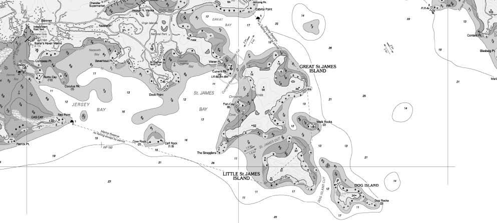 ST. JAMES DETAIL C1 DOCK CUT PILLSBUIRY SOUND SJ-3 St. James Island Course 3 (aprox. 9 nm) Cow & Calf starting area (aprox. 0.