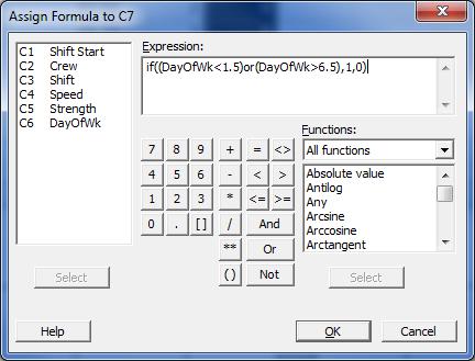Calculator checkbox. The symbol shows that this column has a formula assigned.