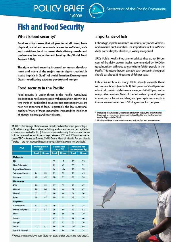 How could changes to coastal fisheries affect fish available for food security?